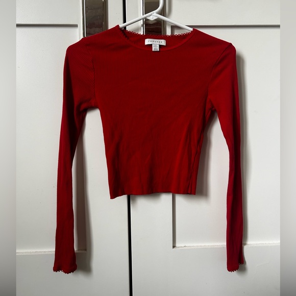 Red long sleeved Topshop shirt - Picture 2 of 3